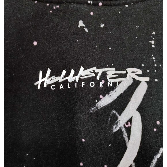 Hollister Hoodie Black Graphic Galaxy Mens Medium Paint Splatter Streetwear - Picture 3 of 6
